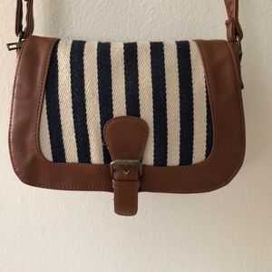 Blue and White Stripe Woven Purse